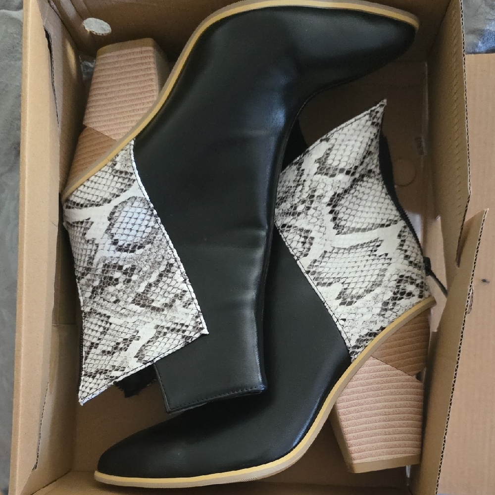 Faux Snake Print Ankle Boots (Never Worn)